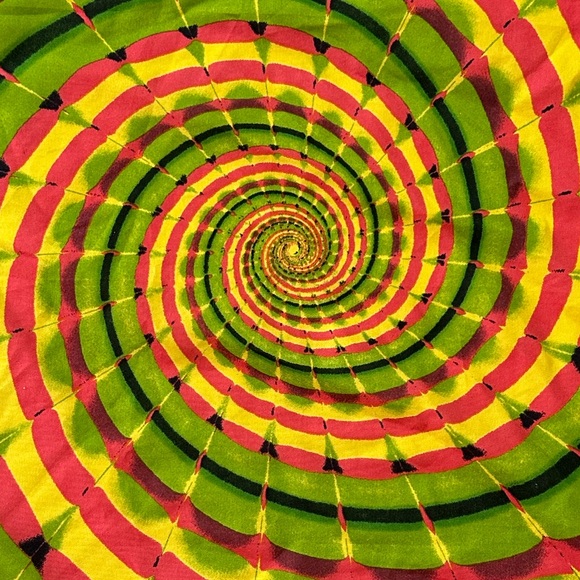 2 Psychedelic Tie Dye Sunburst & Rasta Spiral Square Bandannas Scarf Headbands - Picture 6 of 9